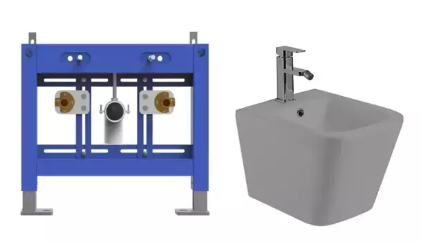 Комплект биде подвесное WeltWasser Gelbach 005 серый матовый с инсталляцией BAMBERG 480 BD