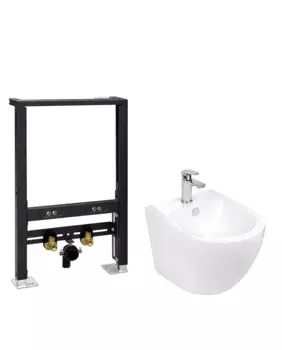 Комплект биде подвесное WeltWasser Merzbach 005 белый с инсталляцией AMBERG 500 BD