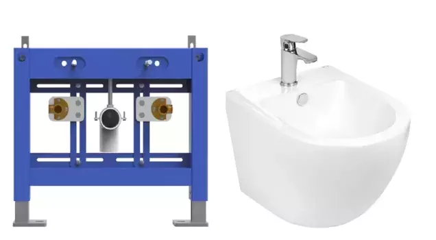 Комплект биде подвесное WeltWasser Merzbach 005 белый с инсталляцией BAMBERG 480 BD