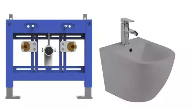 Комплект биде подвесное WeltWasser Merzbach 005 серый матовый с инсталляцией BAMBERG 480 BD