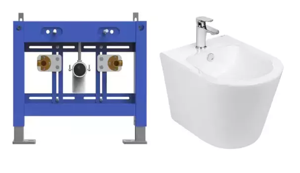 Комплект биде подвесное WeltWasser Salzbach 005 белый глянец с инсталляцией BAMBERG 480 BD