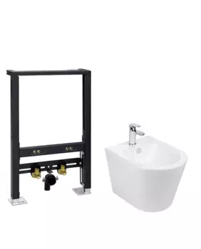 Комплект биде подвесное WeltWasser Salzbach 005 белый глянец с инсталляцией AMBERG 500 BD