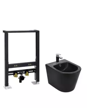 Комплект биде подвесное WeltWasser Salzbach 005 черный матовый с инсталляцией AMBERG 500 BD