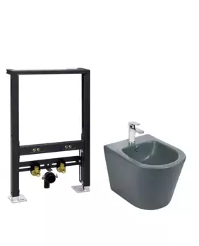 Комплект биде подвесное WeltWasser Salzbach 005 серый матовый с инсталляцией AMBERG 500 BD