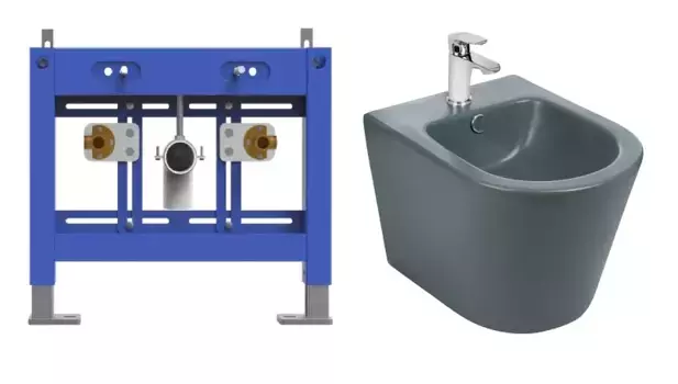 Комплект биде подвесное WeltWasser Salzbach 005 серый матовый с инсталляцией BAMBERG 480 BD