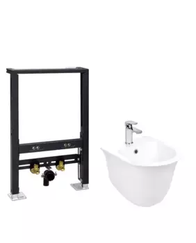 Комплект биде подвесное WeltWasser Telbach 005 белый глянец с инсталляцией AMBERG 500 BD