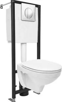 Комплект Cersanit Delfi Black подвесной унитаз + инсталляция + кнопка