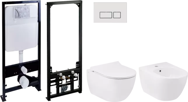 Комплект Чаша для унитаза подвесного Seramiksan Hill A031161H безободковая + A030011 + 0026 + 0042 + A037021H + A105/1120