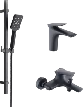 Комплект для ванной BOND Cube B03-5388 матовый черный