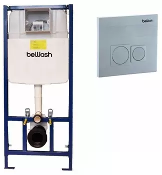 Комплект инсталляции beWash Bona с кнопкой смыва хром матовый