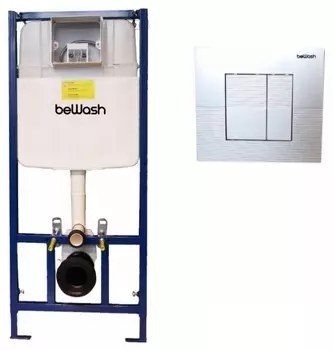 Комплект инсталляции beWash Fide с кнопкой смыва хром матовый