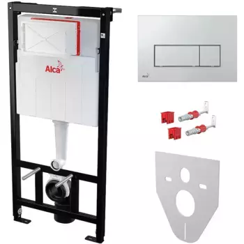 Комплект инсталляции для унитаза Alcaplast с клавишей смыва хром глянцевый