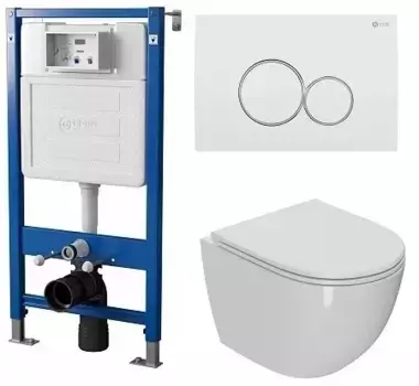 Комплект инсталляции с подвесным унитазом Point Афина белый клавиша белая