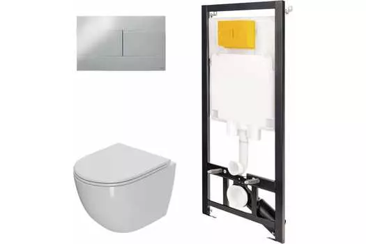 Комплект инсталляции с подвесным унитазом Point Афина белый клавиша хром