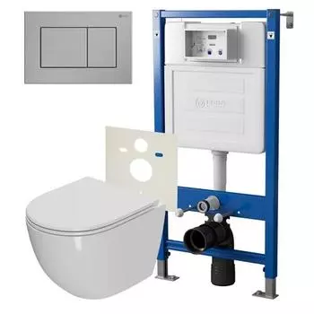 Комплект инсталляции с подвесным унитазом Point Афина белый клавиша из стали