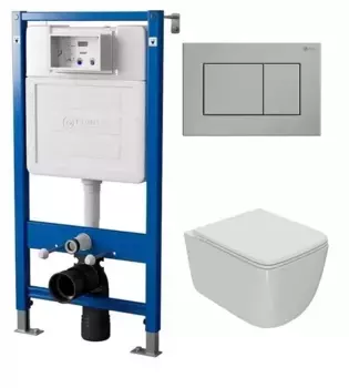 Комплект инсталляции с подвесным унитазом Point Меркурий белый клавиша хром