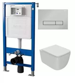 Комплект инсталляции с подвесным унитазом Point Меркурий белый клавиша хром