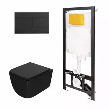 Комплект инсталляции с подвесным унитазом Point Меркурий черный клавиша черная матовая