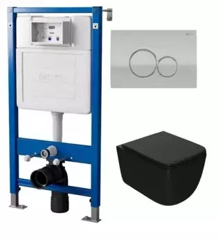 Комплект инсталляции с подвесным унитазом Point Меркурий черный клавиша хром