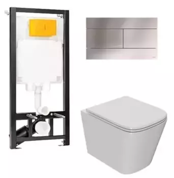 Комплект инсталляции с подвесным унитазом Point Ника белый клавиша хром