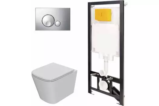 Комплект инсталляции с подвесным унитазом Point Ника белый клавиша хром