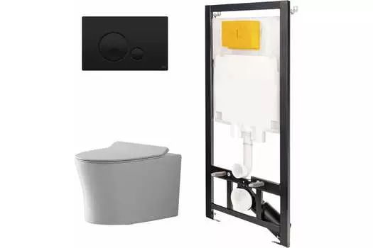Комплект инсталляции с подвесным унитазом Point Вега белый клавиша черная матовая