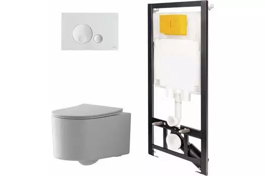 Комплект инсталляции с подвесным унитазом Point Веста белый клавиша белая