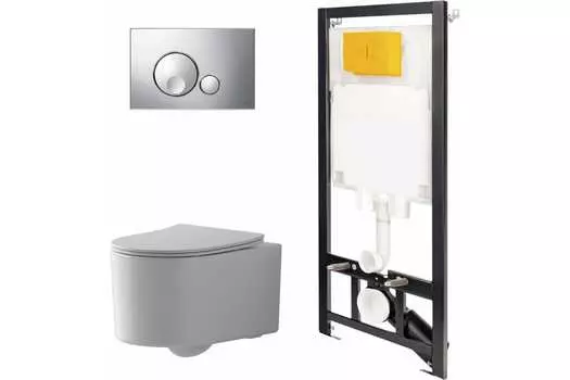 Комплект инсталляции с подвесным унитазом Point Веста белый клавиша хром