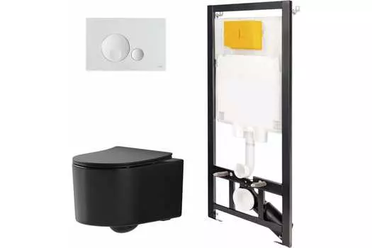 Комплект инсталляции с подвесным унитазом Point Веста черный клавиша белая