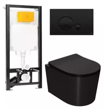 Комплект инсталляции с подвесным унитазом Point Веста черный клавиша черная матовая