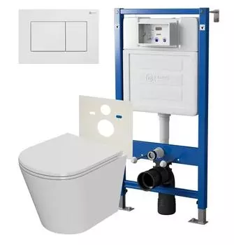 Комплект инсталляции с подвесным унитазом Point Виктория белый клавиша белая
