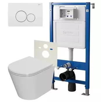 Комплект инсталляции с подвесным унитазом Point Виктория белый клавиша белая