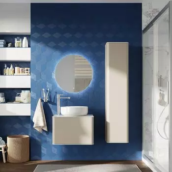 Комплект Мебель для ванной STWORKI Ноттвиль 60 бежевый шелк со смесителем