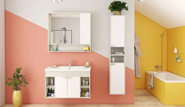 Комплект мебели Aquaton Флай 100 белый-светлое дерево