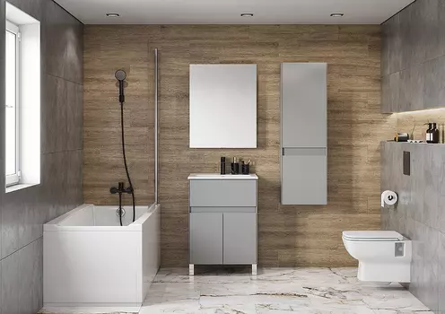 Комплект мебели Aquaton Форест 60 серый матовый