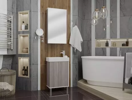 Комплект мебели Aquaton Эмма 46 белый-светлое дерево