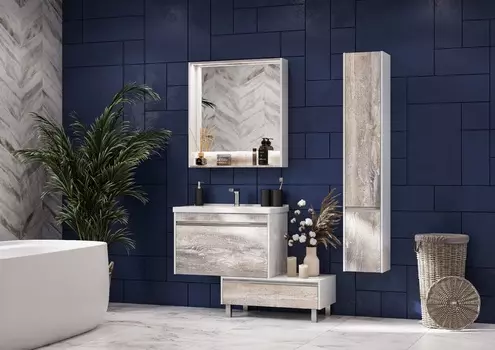 Комплект мебели Aquaton Капри 80 белый-светлое дерево