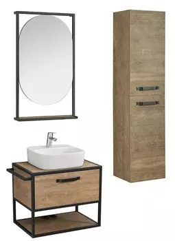 Комплект мебели Aquaton Лофт Фабрик 65 с раковиной Одри 42 темное дерево