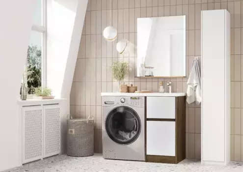 Комплект мебели Aquaton Лондри 40 темное дерево-белый