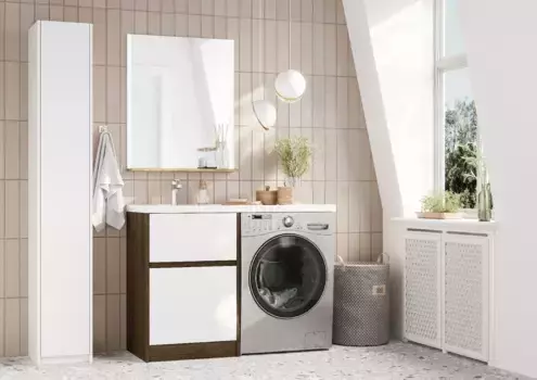 Комплект мебели Aquaton Лондри 60 темное дерево-белый