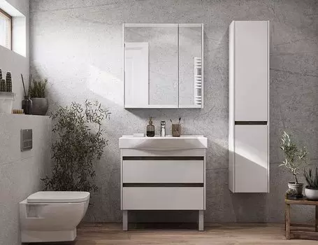 Комплект мебели Aquaton Нортон 80 белый глянец