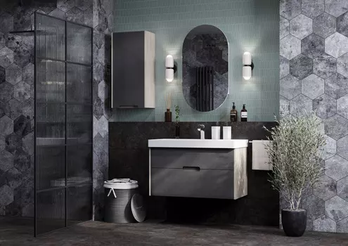 Комплект мебели Aquaton Оливия 90 светлое дерево-серый