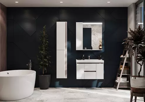 Комплект мебели Aquaton Рене 80 белый-темное дерево