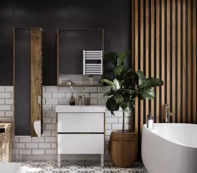 Комплект мебели Aquaton Сканди 70 белый - светлое дерево