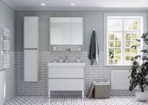 Комплект мебели Aquaton Сканди 90 белый - светлое дерево