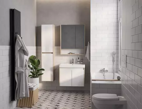 Комплект мебели Aquaton Сканди Doors 70 белый - светлое дерево