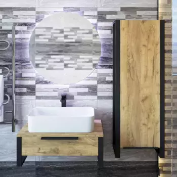 Комплект мебели подвесной Sanflor Гард 70 светлое дерево, дуб крафт золотой, черный