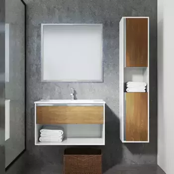 Комплект мебели Sanvit Контур 80 белый глянец - светлое дерево