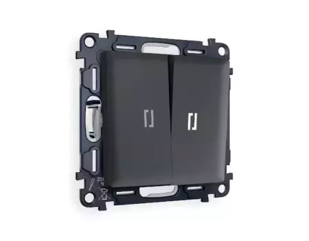 Комплект механизма 2-кл проходного выключателя с подсветкой Ambrella Volt Alfa MA904035