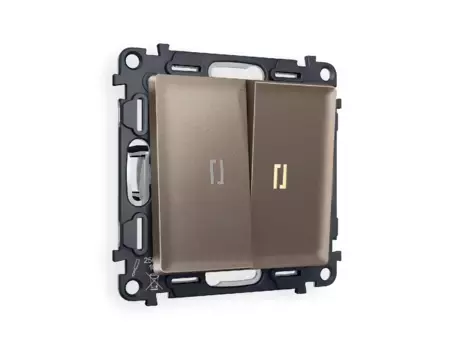 Комплект механизма 2-кл проходного выключателя с подсветкой Ambrella Volt Alfa MA634030